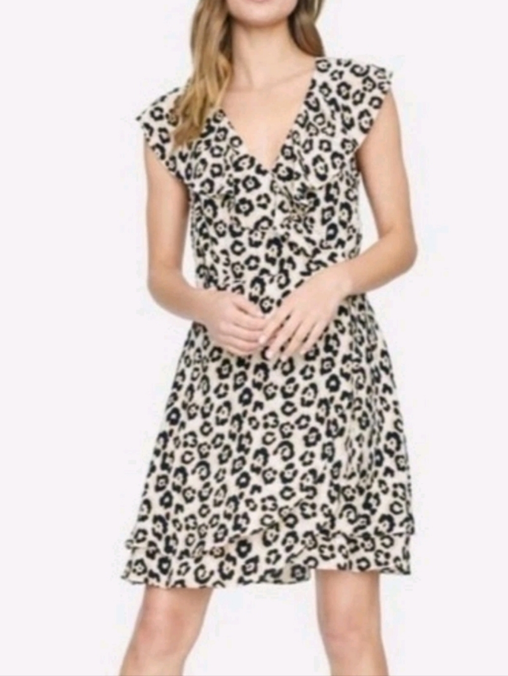 Sanctuary Leopard Print Wrap Dress Ruffle Hem Size S 🐆✨